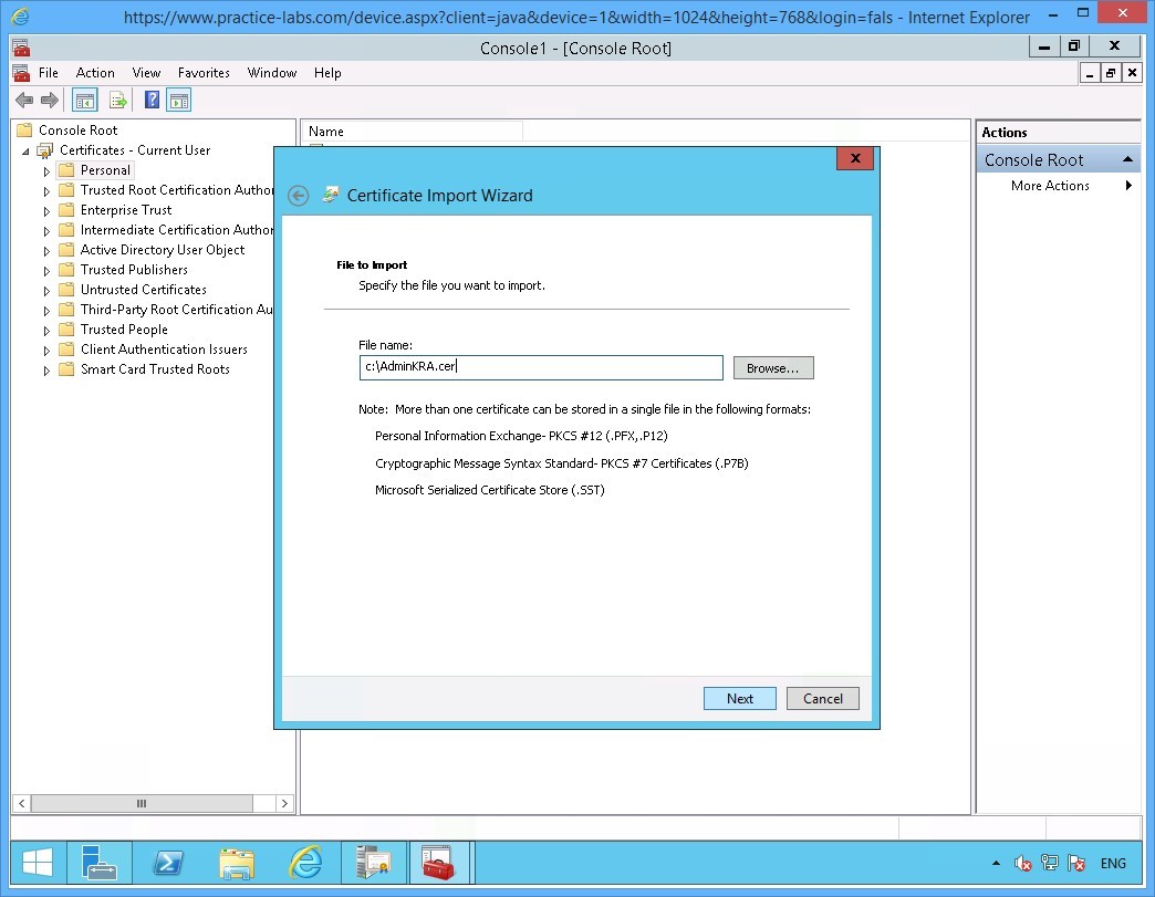 Practice Labs screenshot.